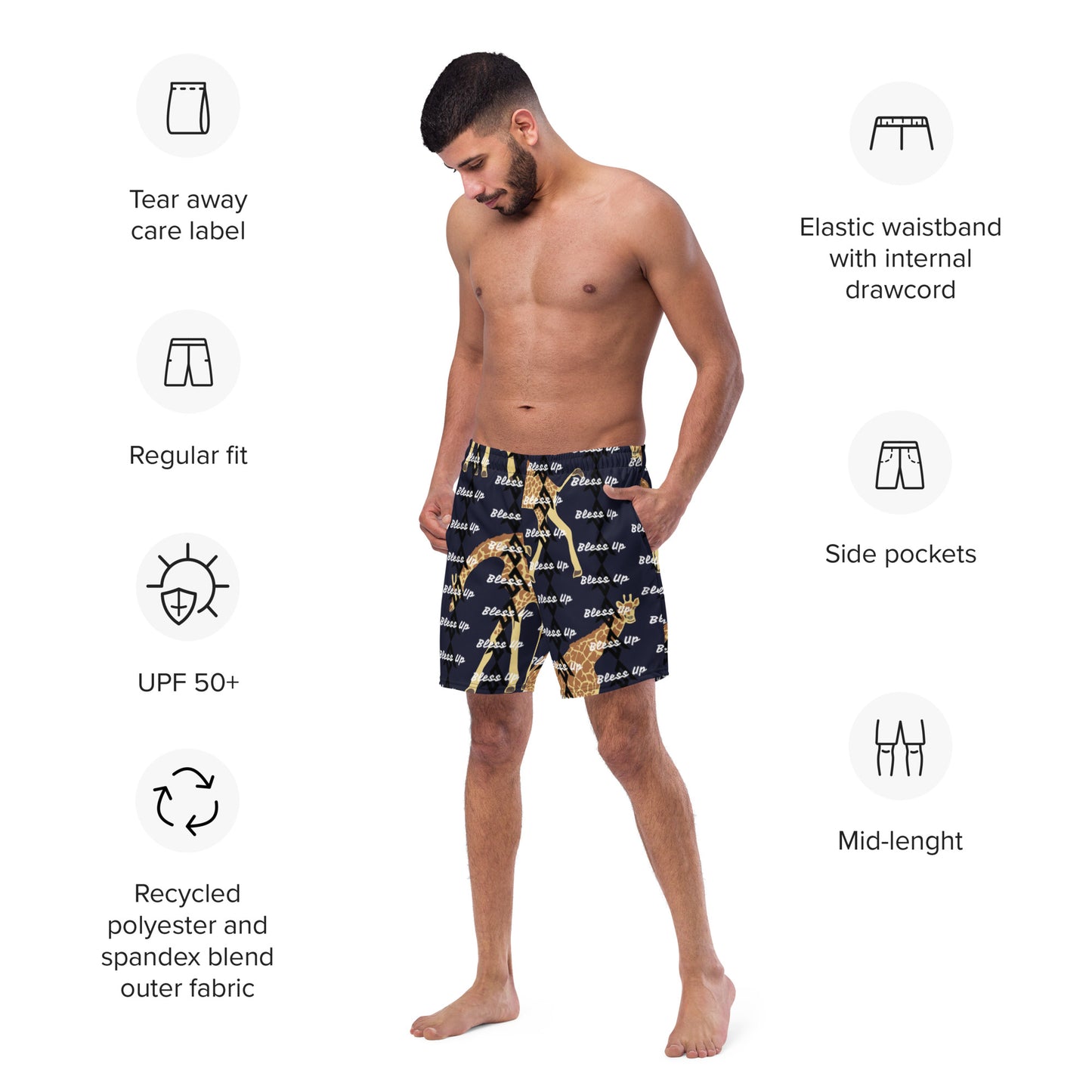 Giraffe neck high swim trunks