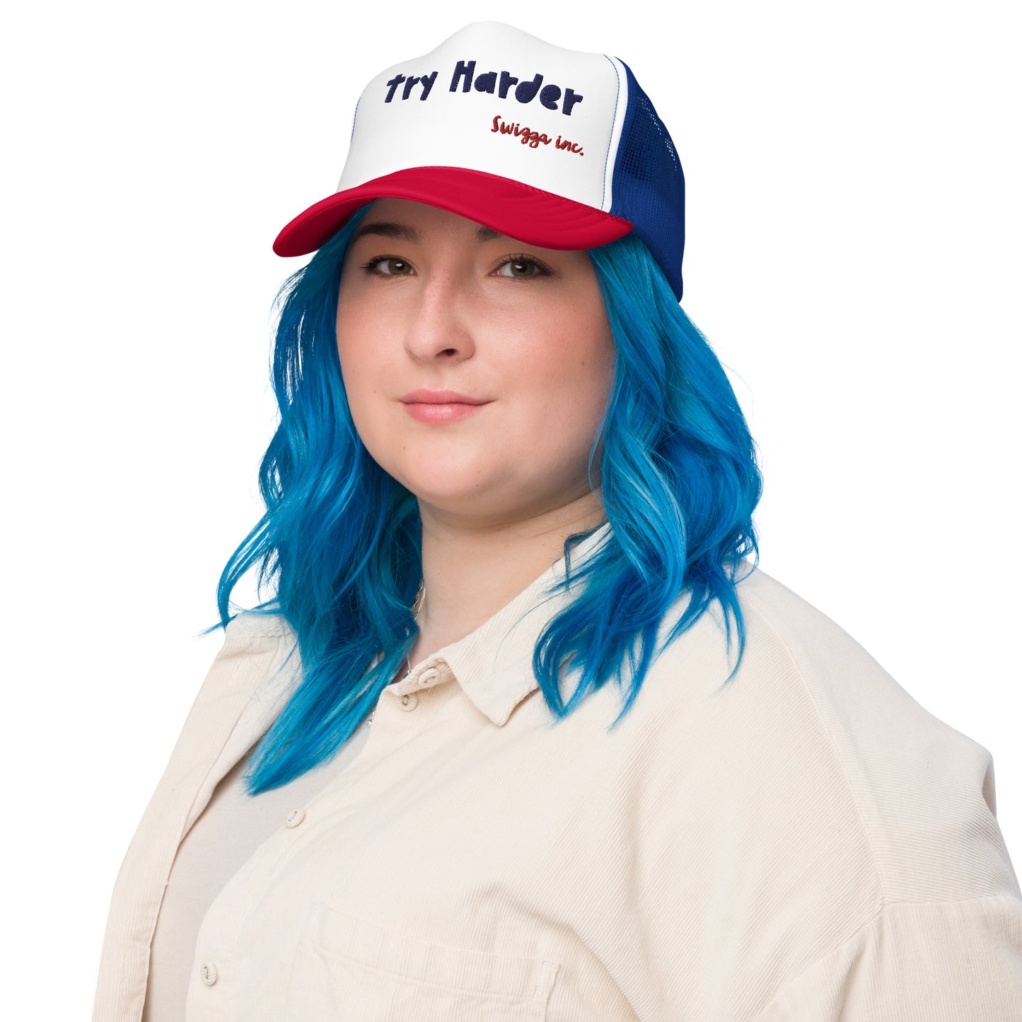 try harder trucker hat